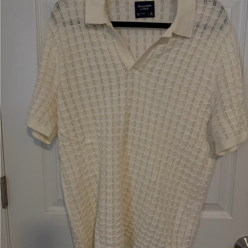 Abercrombie & Fitch Cream Men's Polo Shirt